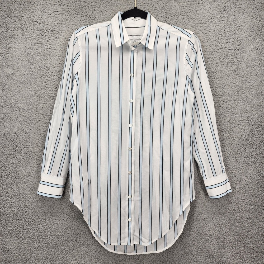 Equipment Femme Womens XS Blue White Striped Cotton Button Down